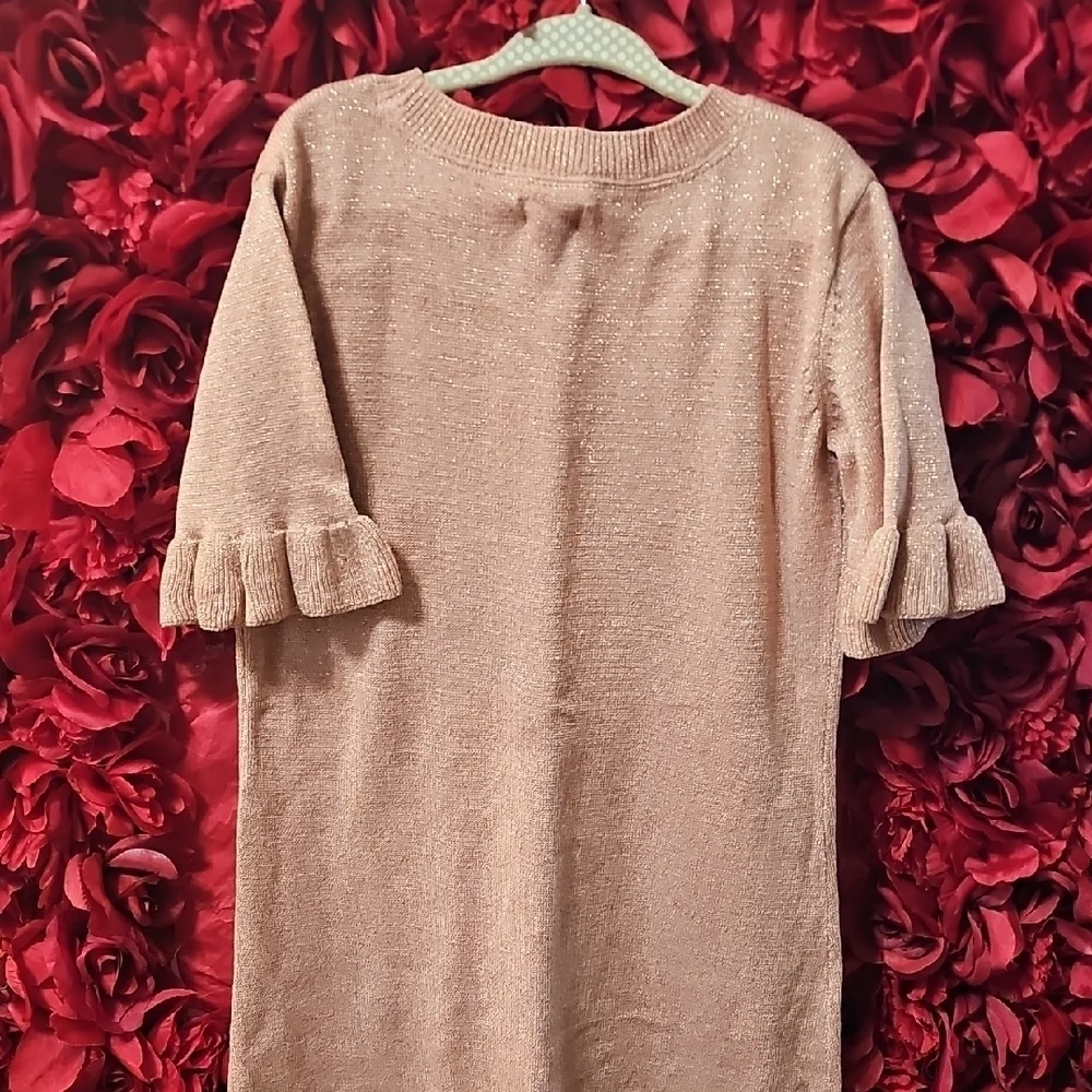 Gymboree NWT Peach Sparkle Sweater Dress with Ruffle Sleeves Size Small (5/6)